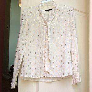 Anthropologie white and gold blouse